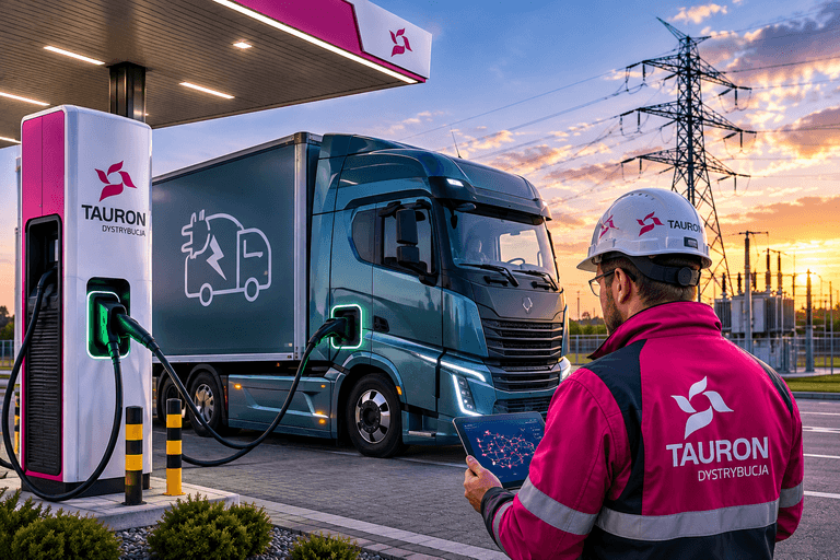 TAURON wzmacnia sieć pod elektryczne ciężarówki. Powstaną 53 nowe punkty zasilania